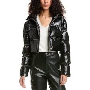 STAUD Shiny Black Puffer Jacket